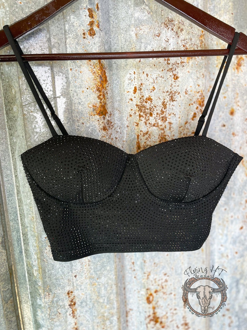 Black Rhinestone Bralette