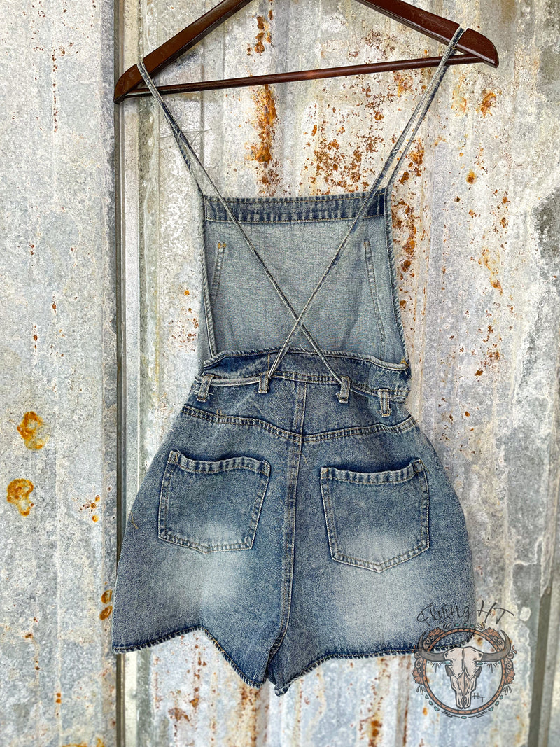 Denim Pleated Romper