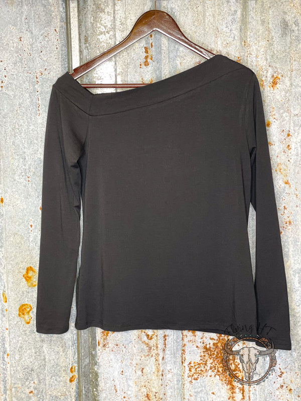 Fall For You Full Size Asymmetrical Neck Long Sleeve Top