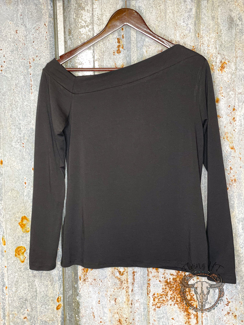 Fall For You Full Size Asymmetrical Neck Long Sleeve Top