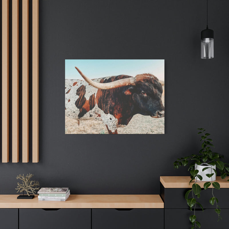 Iron Dragon Longhorn Bull Horizontal Canvas