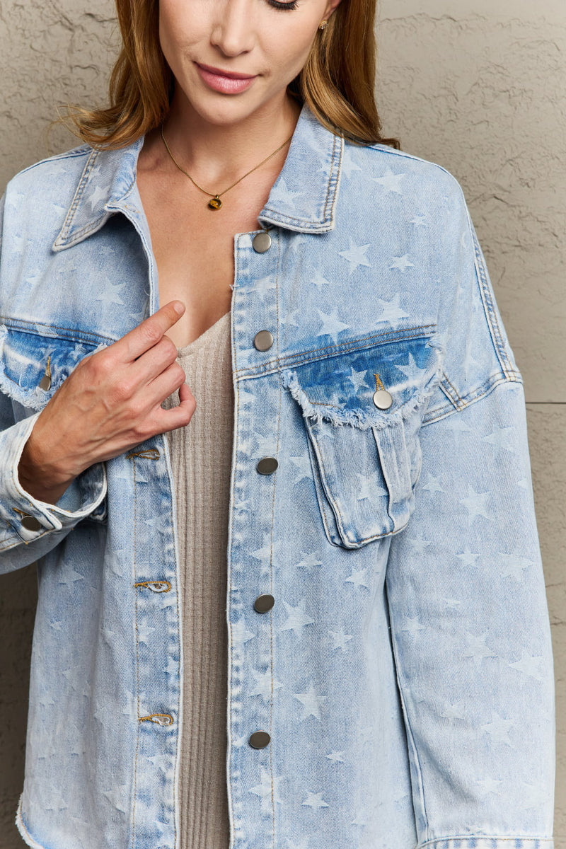 Take A Chance Western Wash Star Denim Jacket