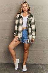 The Fireplace Oversized Plaid Shacket in Olive