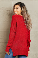 By The Fire Full Size Draped Detail Knit Sweater