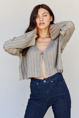 Hear Me Out Semi Cropped Ribbed Cardigan in Sage