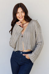 Hear Me Out Semi Cropped Ribbed Cardigan in Sage