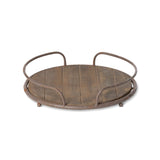 Round Wood Tray with Handles