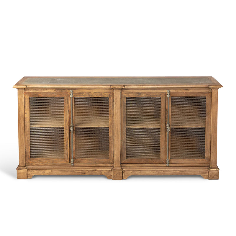 Aged Zinc Top Whiskey Cabinet