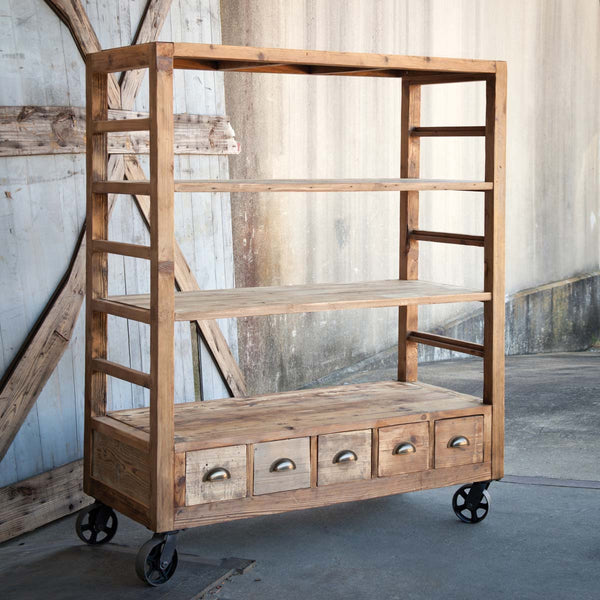 Vintage Style Rolling Factory Shelves
