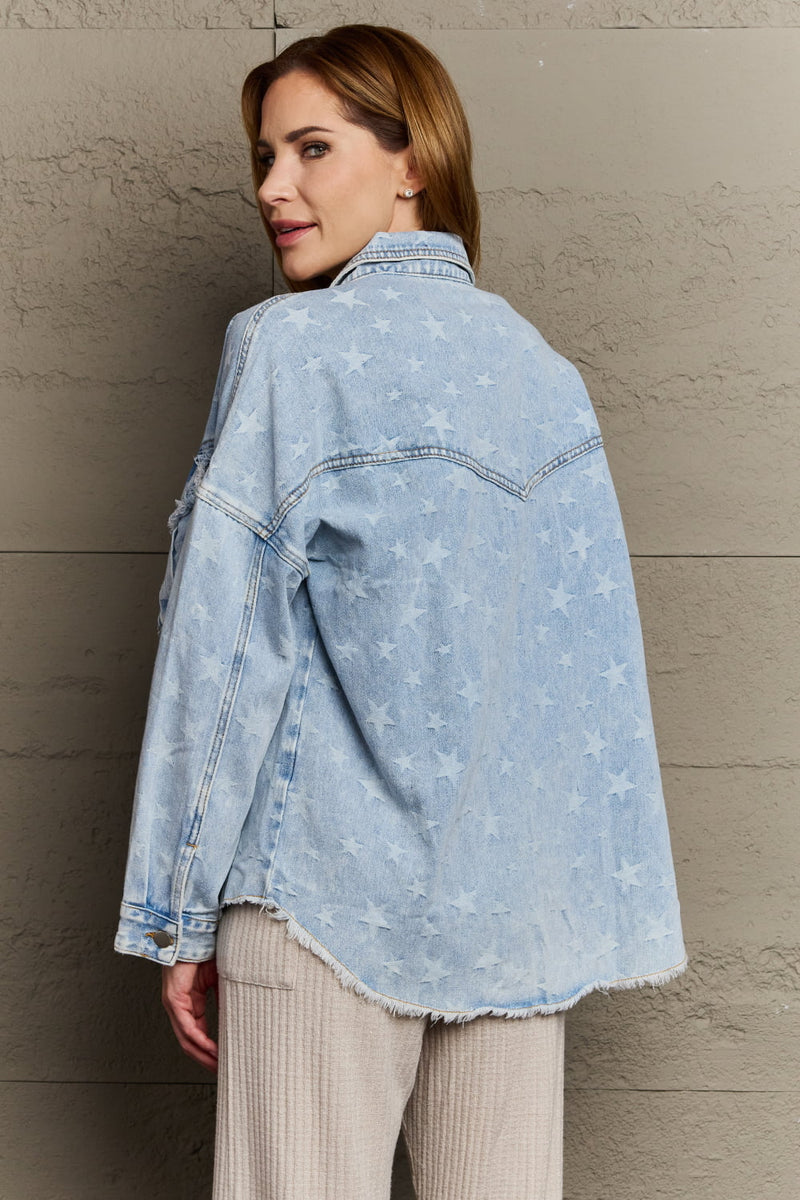 Take A Chance Western Wash Star Denim Jacket
