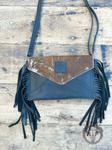 Cowhide Envelope Crossbody- Black