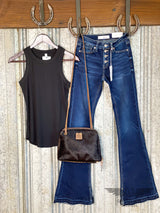 Sara Black Ribbed Tank