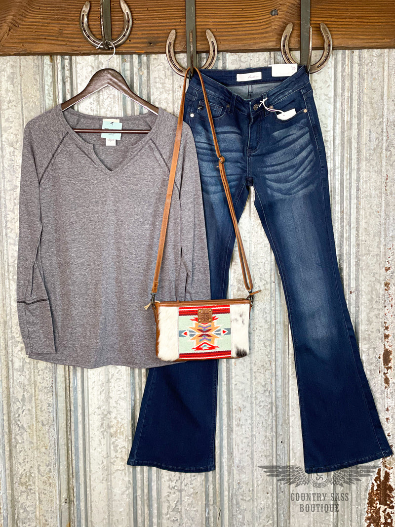 Charcoal Tri-Blend Long Sleeve Top