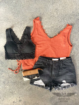 Dark Grey High Rise Shorts