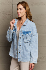 Take A Chance Western Wash Star Denim Jacket