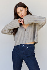 Hear Me Out Semi Cropped Ribbed Cardigan in Sage
