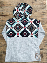 Grey Aztec Print Hoodie- Medium