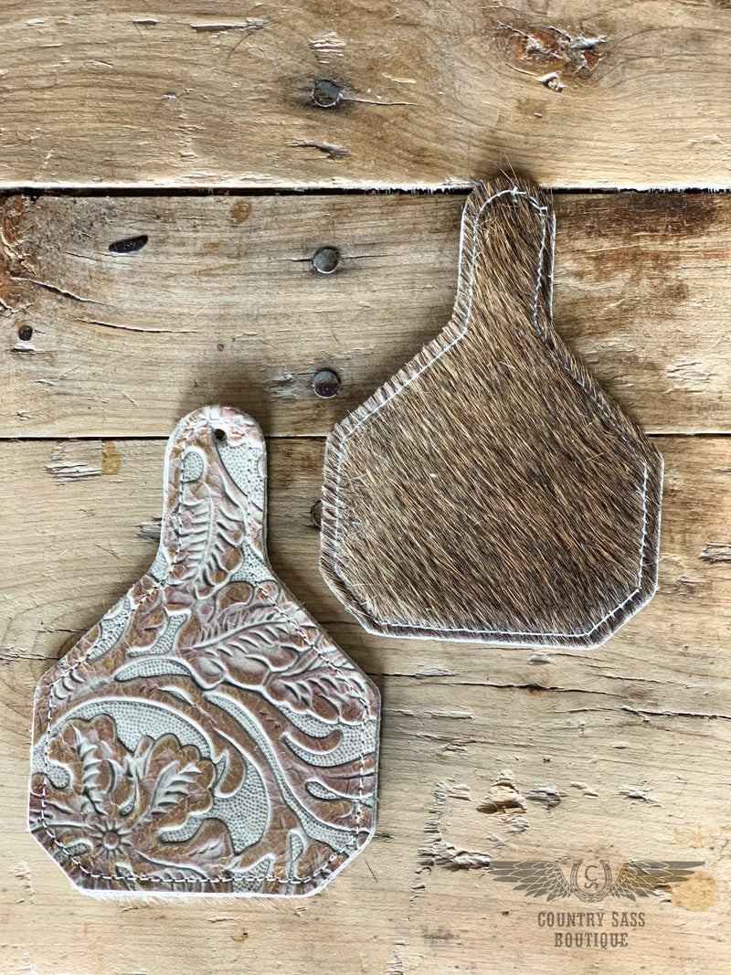 Rose Gold Leather & Cowhide Freshener Tag